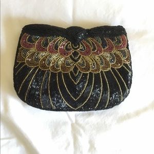 Black beaded evening bag